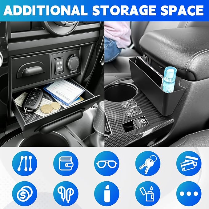Console Organizer Tray Fits for 2014-2024 Toyota 4Runner Center Console Hanging Dashboard Screen Drawer Armrest Storage Box Compatible with 4Runner Interior Accessories (Drawer+Hanging)