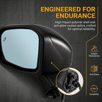 Left Driver Side Mirror Compatible With 2023 2024 2025 2026 2027 Honda CRV With Power Glass Heated Turn Signal Light Blind Spot Light Manual Folding 8-Pins Black