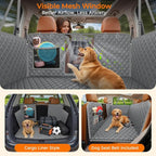 XL Dog Backseat Extender for Full-Size Crew Cab Truck, Hard Bottom Dog Car Seat Cover for Back Seat Holds 400lbs, Waterproof Dog Hammock Pet Rear Seat Protector Travel Bed for F150 / Silverado