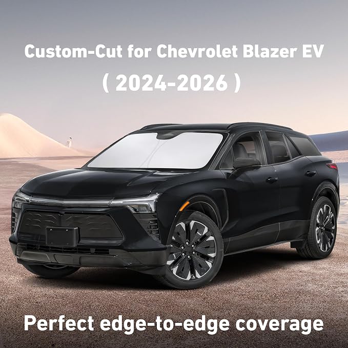 Windshield Sunshade Compatible for Chevrolet Blazer EV 2024 2025 2026, Sun Visor for Front Windshield & Window Sun Shade Cover, UV Heat Blocker & Protector, Car Accessories