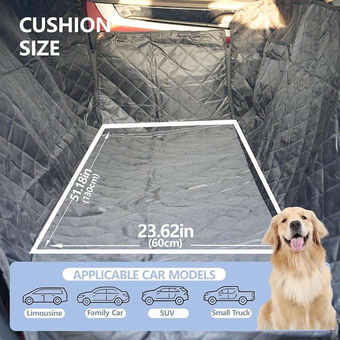 Dog Car Seat Cover for Pets Waterproof Seat Cover Hammock Scratch Proof Nonslip Back Seat Pet Bed Mat for Travel Durable Soft Back Seat Covers for Cars Trucks and SUVs (23.5 x 51 inch)