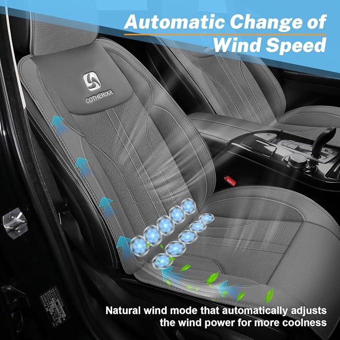 Cooling Car Seat Cushion Front Seat,12V&24V Cooling Seat Cover for Car with 10 Fans,Cooled Seat Cover for Car SUV Truck Universal Fit (Grey)