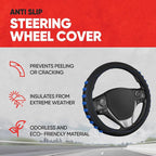 FlexGrip Blue Steering Wheel Cover for Cars – Standard 15 inch Car Steering Wheel Cover, Steering Wheel Protector for Auto Truck Van SUV