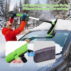 45.6" Ice Scraper and Snow Brush for Car Windshield [Silicone Bristles],3-in-1 Extendable Emergency Snow Shovel with Ergonomic Foam Grip and 360° Pivoting Brush Head for Christmas, Car Auto Truck SUV