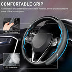Steering Wheel Cover, Carbon Fiber Steering Wheel Cover for Men/Women, Anti-Slip, Comfortable Grip, Durable, Universal for 99% Car Interior Accessories (Dark Gray)