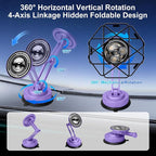 All-Metal Alloy Long Arm Magnetic Suction Cup Car Phone Mount(Purple) | Strong Powerful Magnetic Heavy-Duty Windshield Dash 360° Mechanical Rotation Cell Mobile Phone Vehicle Bracket for All Cars