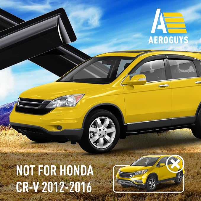Extra Durable Window Deflectors Tape-On Window Visors Rain Guards Fit for Honda CR-V (CRV) 2007-2011, Sun Visors, Wind Vent for Shades, Exterior Car Accessories - 4pcs. AG0960