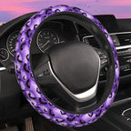 Gothic Purple Black Bats Steering Wheel Cover for Women Men Neoprene Breathable Wheel Cover Protector Anti-Slip Car Accessories Universal 15 Inch Fit for Cars Trucks Vehicles