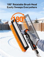 47.2" Ice Scrapers for Car Windshield, 3 in 1 Sturdy Snow Brush with Squeegee, 10 Adjustable Length Settings, Extendable Aluminum Handle, 180° Pivoting Snow Scraper for Car, Truck, SUV(Orange)