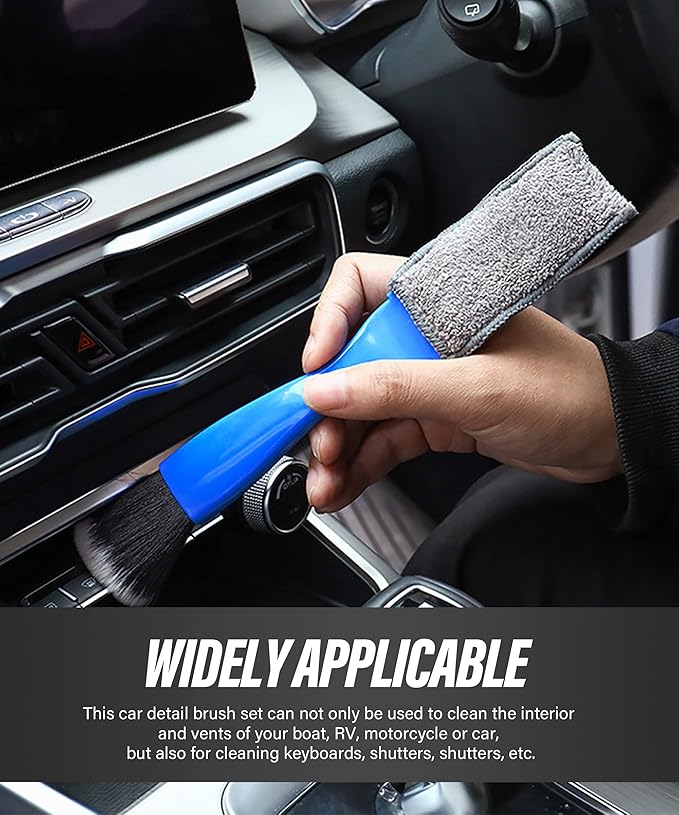 Universal 2 in 1 Duster for Car Clean,Car Bursh Tool,Double Head Brush,Auto Interior Detailing Brush,Soft Car Interior Detailing Brush Dust Brush (Black)
