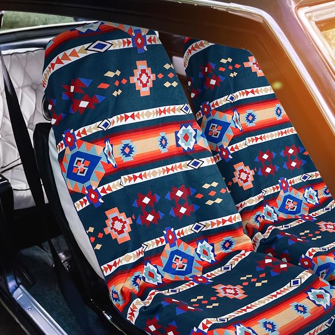 2 Pack Car Seat Towel Covers Athletic Running Towel Performance Microfiber Post Workout Sweat Washable Cover Non Slip for Seat Outdoor Sport (Aztec)