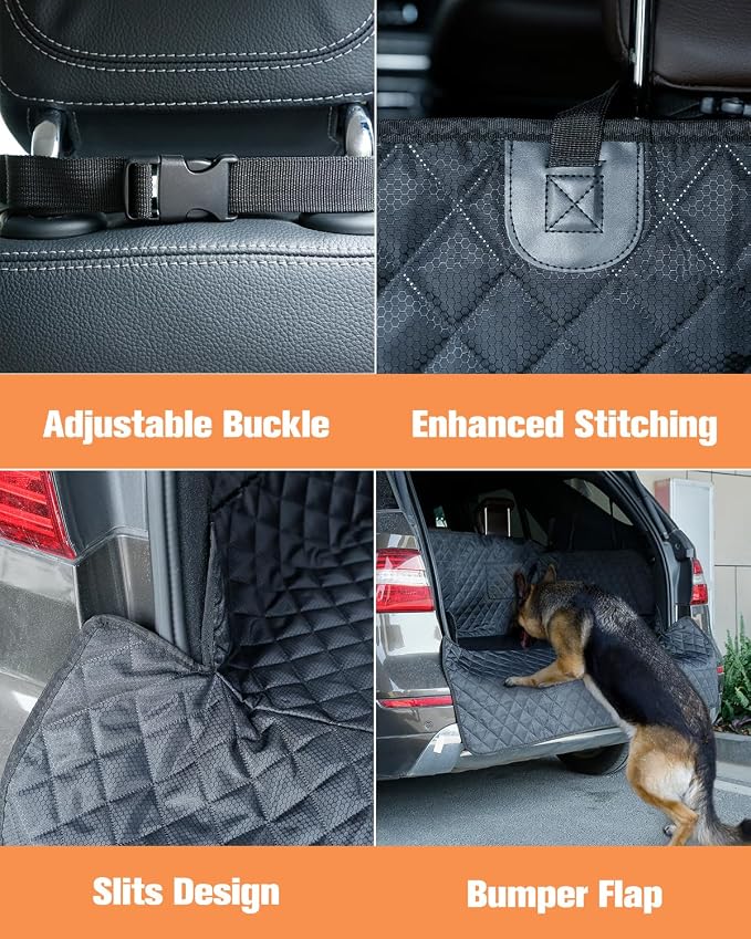 SUV Cargo Liner for Dogs, Waterproof Pet Cargo Cover Dog Seat Mat for SUVs Sedans Vans with Bumper Flap Protector, Scrachproof Non-Slip Large Size Dog Seat Mat Universal Fit