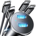90W Car Charger USB C Fast Charge, USB C Car Charger Fast Charge, Type C Car Charger for iPhone 17 Pro Max 16 15 14 13 12 11, for Samsung S26 S25 S24 [with Lighning & USB-C Cable]