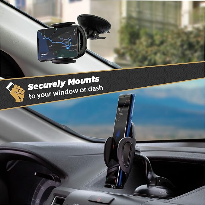 SUHWD-XCES0 Select Window/Dash Mount Phone Holder Cradle for Car or Truck - Universal Hands-Free Mount for Car Window or Dashboard - Vehicle Cell Phone Holder for iPhone or Android Smartphones