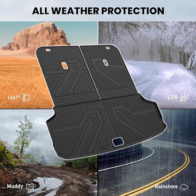 Backrest & Cargo Mats for Kia EV9 2024-2026, All Weather TPE Easy Clean Durable No-Curling Custom Fit for Kia EV9 2026 2025 2024 Trunk Liners & Seatback, Black