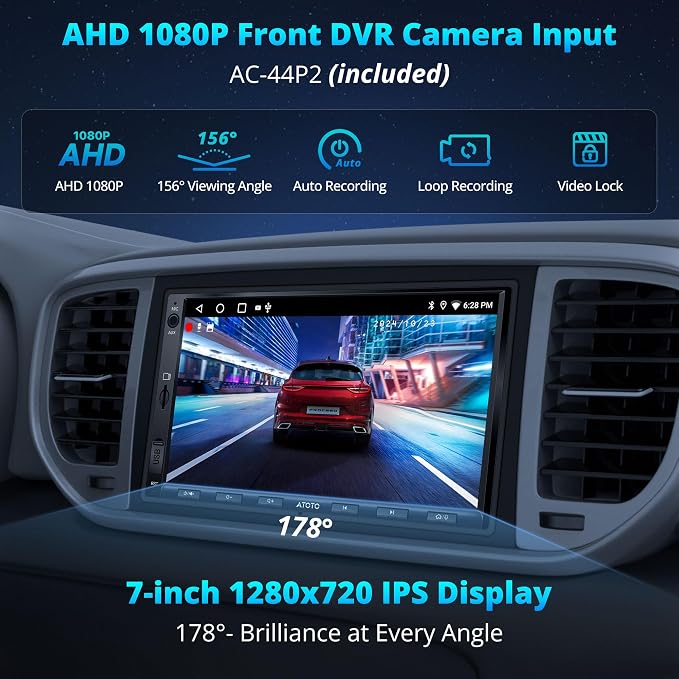 A5L 7'' Android Double DIN Car Stereo with 1080P Front Dash Cam, Wireless CarPlay & Android Auto, DSP 24-Band EQ, HDMI Out, FM/AM/SS Radio, WiFi/BT/USB Tethering, GPS Track,AI Voice Control