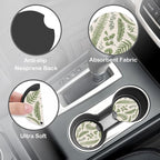 Leaves and Herbs Steering Wheel Cover with 2 Pcs Car Coasters Neoprene Steering Wheel Cover for Women Men Anti-Slip Breathable Car Accessories Universal 15 Inch Fit Auto Cars Trucks