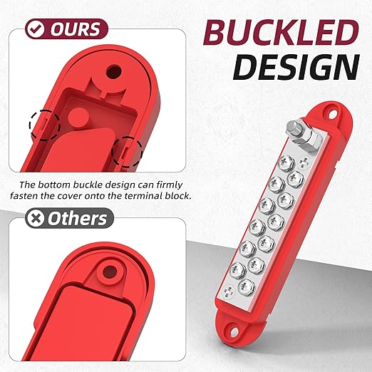Bus Bar 12V 150A Power Distribution Block 1/4" Stud & 12 x #8 Terminal Screws 12 Volt Positive Battery Marine Bus Bar for Solar Battery Wiring, Marine, Boat and Automotive