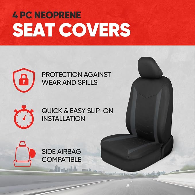 SpillGuard 2 Charcoal Gray Seat Covers for Cars & Seat Covers for Trucks - Neoprene Waterproof Car Seat Covers Front Seats Only - SUV Seat Covers Protector - Forros para Asientos de Carro