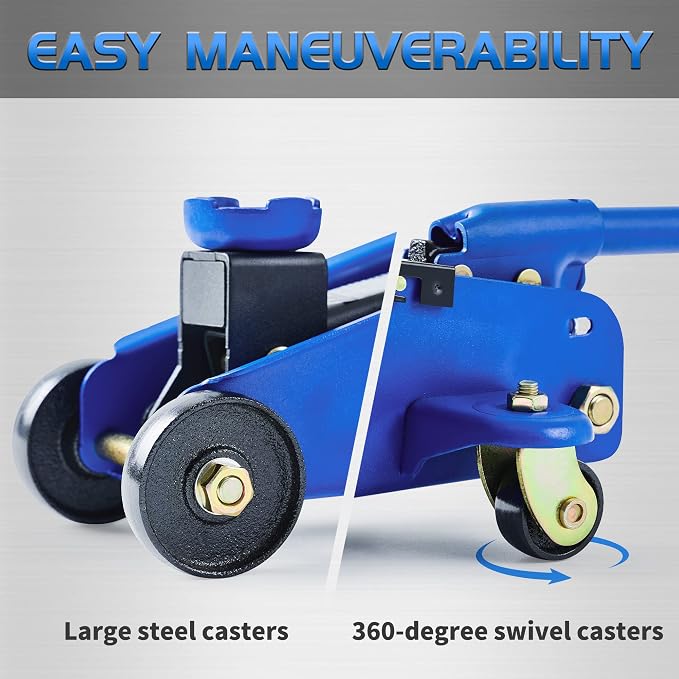 Floor Jack, Hydraulic Portable Car Lift Jack, 1.5 Ton (3,000 lb) Capacity (Blue)