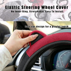 Steering Wheel Cover with Ears Keychain Fit 14-15 inch Black Red | Cute Car Steering Wheel Covers for Women Girls Elastic Breathable Steering Wheel Protector Accessories Universal Size