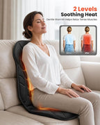 Back Massager with Heat, Vibration Massage Seat Cushion with 8 Massage Nodes & 5 Modes, Adjustable Chair Massager Pad for Home Office, Heated Chair Pad, Gifts for Women Men Mom Dad