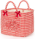 Floral Fabric Storage Basket Car Interior Storage Basket Underwear Sundries Laundry Baskets Supplies Home Organizer Bag (Red plaid)