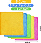 Cleaning Cloth Dry Erase Cloth Cleaning Rags Reasonable Kitchen Towels Microfiber Towels Cars Wash(6 x 6 Inch,Green/Blue/Yellow/Pink/Orange,30 Pcs)