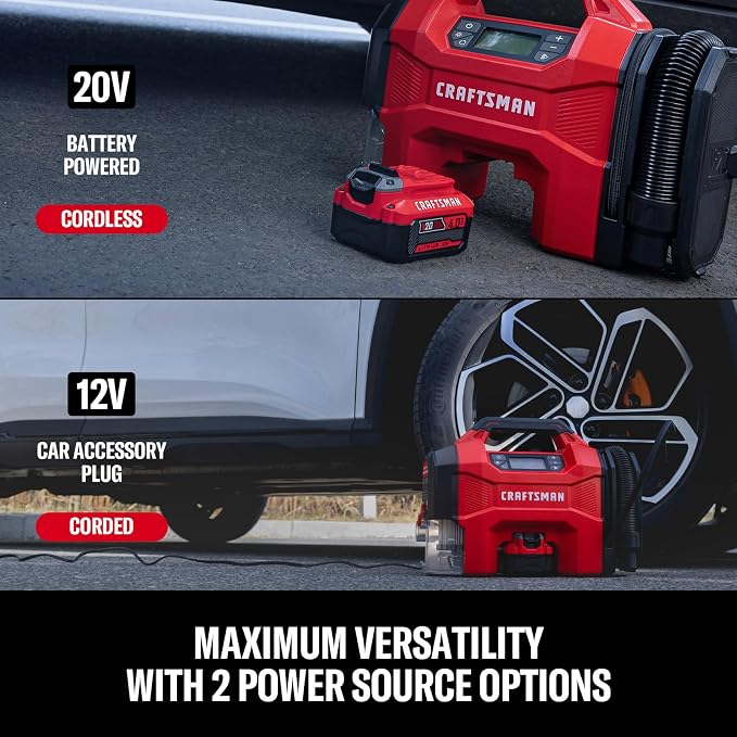 3-in-1 Cordless Portable Tire Inflator 160 PSI Air Compressor, 4.0Ah Battery & 12V Charger, Car Vacuum, Dust Blower & LED Light for Car, Bike, Ball, Inflatable Mat & SUP