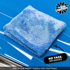 Eagle Edgeless 500 (3-Pack) Professional Korean 70/30 Blend Super Plush Microfiber Detailing Towels, 500GSM, 16in x 24in, Blue