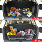 Car Trunk Organizer for SUV, 25Gal Large Capacity No-Sag Heavy Duty, Foldable Waterproof Anti-Slip Storage with 12 Pockets, Fit Sedan,Truck,Universal Car Accessories, Black, 3 Compart, Large