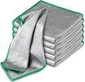 Airlab Glass Polishing Cloth Streak Free Miracle Cleaning Cloth Lint Free Microfiber Cleaning Rags for Glasses Kitchen Dish Mirrors Easy Clean, Pack of 6, 12" x 12", Sliver-Green
