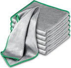 Airlab Glass Polishing Cloth Streak Free Miracle Cleaning Cloth Lint Free Microfiber Cleaning Rags for Glasses Kitchen Dish Mirrors Easy Clean, Pack of 6, 12" x 12", Sliver-Green