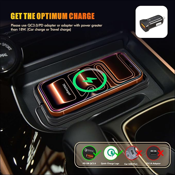 Pad for iPhone17/16/15/14/13/12, Non Slip Fast Wireless Charging Pad for Car Dashboard Console, Portable USB A Wireless Phone Charger for Vehicle Travel Office