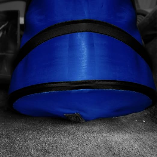 Automotive Waterproof Portable Collapsible Small Trash Can Garbage Container fits Most Cars,Polyethylene, SUVs, and Trucks Blue