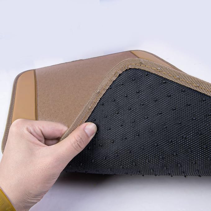 Beige Leather & Waterproof Car Carpet Floor Mats, Universal Car Mats Fit for SUV,Vans,sedans, Trucks,Set of 4pcs Car Carpet with Anti-Slip nibbs Driver Heel Pad (All Beige)