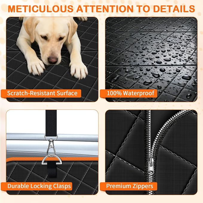 TNELTUEB Dog Car Seat Cover with Bed Mat, Back Seat Extender for Dogs (Black)