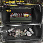Car Trunk Organizer for SUV and Sedan, Tactical‑Green, 29.5 in | Tactical & Aerospace Oxford, Extra‑Large, Hinged Lid, Collapsible & Adjustable, Water‑Resist & Dust‑Proof