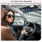 2 Packs Car Sun Visor Organizer, Sunglasses Holders for Car Sun Visor PU Auto Interior Accessories Storage Travel Document Holder with Multi Pocket (Black, Gray, 12.2 x 6.1 Inches)