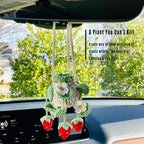 Cute Crochet Plant for Car Rear View Mirror,Boho Hanging Accessories Decor | Handmade Pendant for Women Girls,Green Interior Aesthetic Truck Hanger Ornament Charm for Men (Red Strawberry Plant)