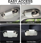 Sunglass Holder for Car Visor, Car Sunglasses Holder Leather, Eyeglasses Holder Glasses Storage Case Visor Accessories