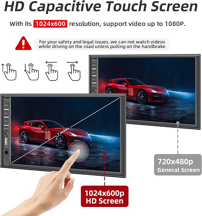 Double Din Car Stereo with Dash Cam | 7INCH Touchscreen Car Radio Receivers Support with Apple Carplay & Android Auto, Bluetooth, Backup Camera, Mirror Link, Voice Control, SWC, FM/USB/TF/AUX