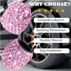 4PCS Bling Crystal Diamond Tire Stem Valve Caps, Dustproof Car Wheel Tire Valve Caps Universal Tire Valve Stem Covers for Cars, SUV, Trucks, Bikes, Motorcycles, Bicycles (Pink)