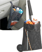 TrimTrash Hanging Car Garbage Bag - Slim and Leakproof Car Trash Bag with Magnetic Closure and Storage Pocket - Attaches to Seat, Glovebox or Console