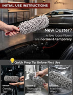 Car Duster Interior, 360° Microfiber Fingers, Lint & Scratch Free | Unbreakable Comfort Handle Duster, Includes Microfiber Towel, Lint-Free & Safe for Car & Home Interior, Gray