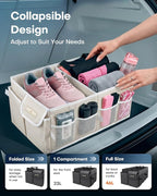 Trunk Organizer for Car - Car Organizer, Foldable Trunk organizer for SUVs & Sedans, Sturdy Organization for Car Accessories, Tools, Sundries, Beige, 2 Compartments, 21.3"×12.6"×10.6"