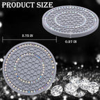 2PCS Bling Crystal Rhinestone Cup Holder Coaster, 2.75 inch Soft Silicone Anti-Slip Shockproof, Car Cup Holder Insert Coasters, Universal Car Interior Accessories for Women (Gray & Colorful)