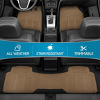 ProLiner Car Floor Mats for Cars Trucks SUV, 3-Piece All-Weather Heavy Duty Rubber Liners with Universal Trimmable Fit, Durable Waterproof Vehicle Auto Floor Mats with Capture Ridges Biege