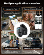 4G LTE Cellular Dash Cam with Live Streaming & GPS Tracking - Dual Car Security Camera with Remote Live View,Cloud Storage,AI Motion Detection,Sentry Mode, Anti-Theft Protection for Vandalism