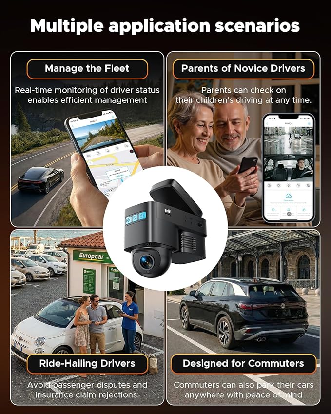 4G LTE Cellular Dash Cam with Live Streaming & GPS Tracking - Dual Car Security Camera with Remote Live View,Cloud Storage,AI Motion Detection,Sentry Mode, Anti-Theft Protection for Vandalism